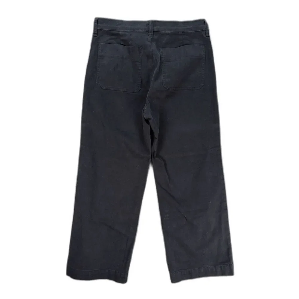 J.Crew Sailor Slim Wide Leg Chino Pants Womens 29 Black Cropped Patch Pockets